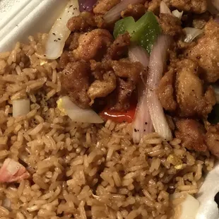 Black pepper chicken is good for folks who aren't huge Asian food lovers. It's a safe dish