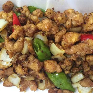 Fried Chicken w/ Dried Chili Peppers - Pro tip: take off the spice by requesting they hold back on the peppers and sub in some more chicken!