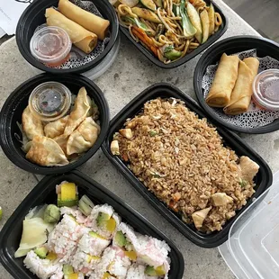 a variety of asian food
