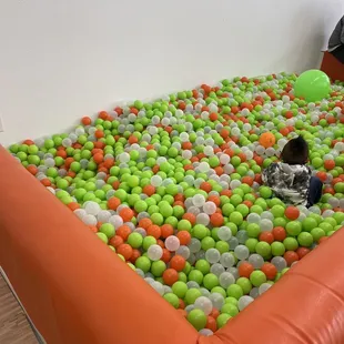 Giant ball pit! The favorite part of the place. Projectors and interactive images keep it fun and lively too.