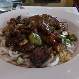 Pepper Beef over Shanghai Noodle