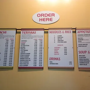 the order board for the restaurant