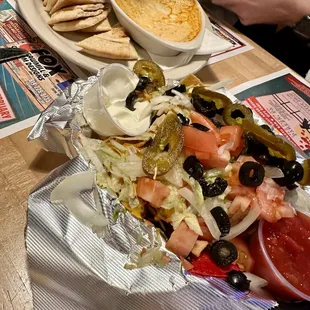 Buffalo Dip and 1/2 order of Loaded Nachos