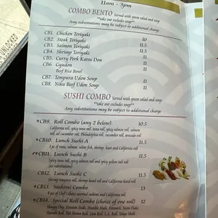 menu