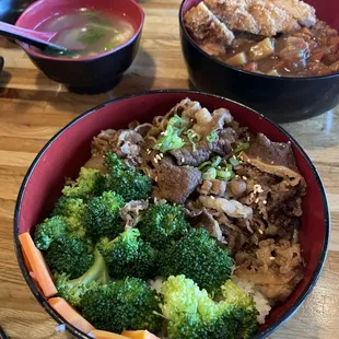 Gyudon (lunch $12) -- fatty thin beef slices with sweet and savory sauce, tasty and addicting, big serving!