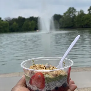 Strawberry Açaí bowl with granola.