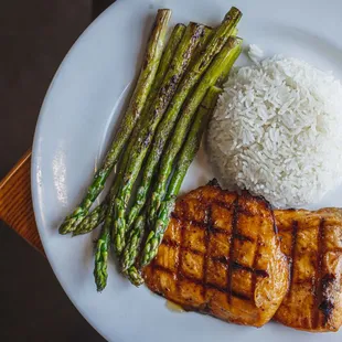 Miso Salmon with Asparagus and Steamed Rice