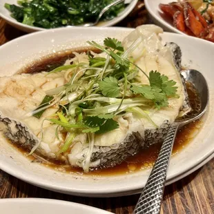 Steamed seabass