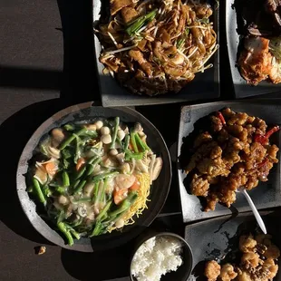 a variety of asian food