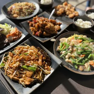 a variety of asian food
