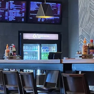 a bar with a lot of seating