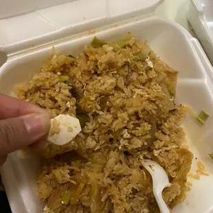 Egg shells in my fried rice