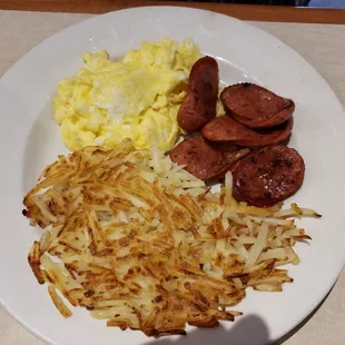 Hawaiian Breakfast Special,  sub Hash Browns for Rice.