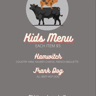 menu for kids menu