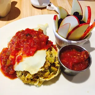 Breakfast Burrito - subbed potatoes for a side of fresh fruit.