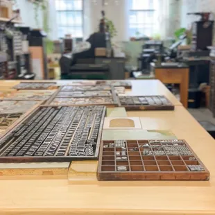 Vintage wood &amp; metal type ready to typeset and print in a letterpress printing workshop.