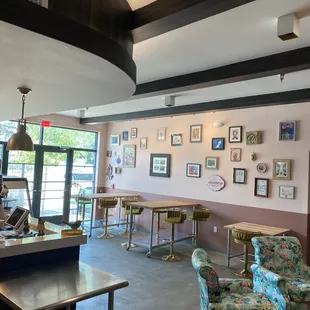 the inside of a bakery