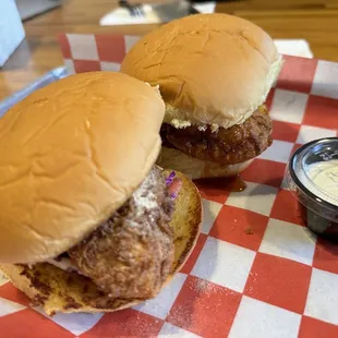 Salt and Vinegar and Hot honey chicken sandwiches