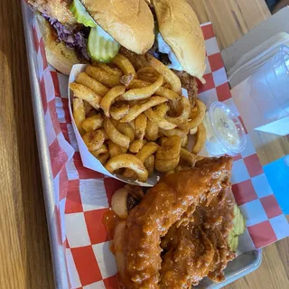 2 Tenders, 2 Sliders, Curley Fries'