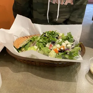 Turkey Pesto Sandwich, Mediterranean salad