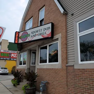 the front of the building