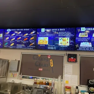 Menu and service area