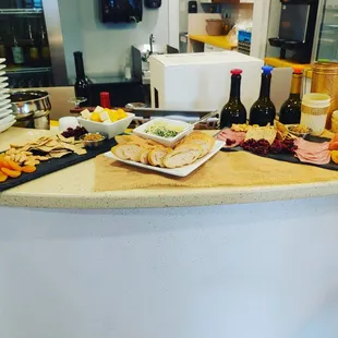 Food plates prepared for a wedding rehearsal dinner