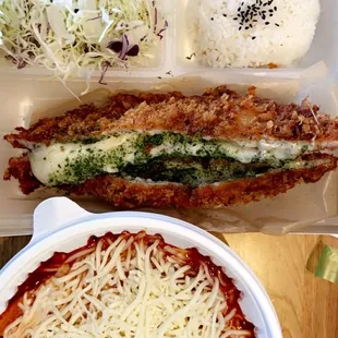 Cheese tonkatsu &amp; Ttukbokki w/ cheese