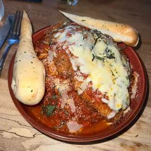 Chicken Parmesan with pasta