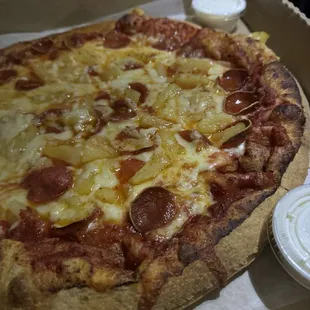 Hawaiian pie sub pepperoni for ham!