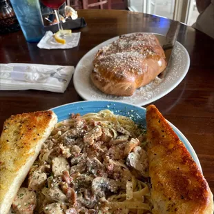 Chicken Carbonara &amp; seafood Calzone