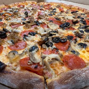 Pepperoni Sausage, Olives 18&quot; Large Pizza with 4 Toppings and More