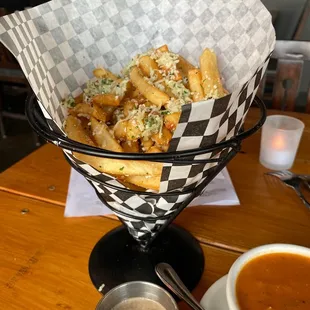 Truffle Fries and tomato soup