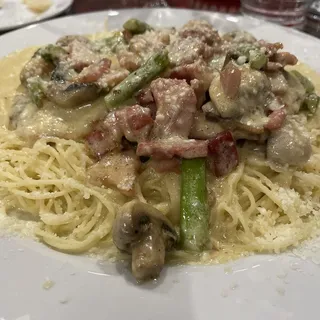Chicken Pancetta w/ Asparagus & Angel Hair