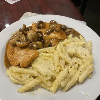 Chicken Marsala w/ Penne Alfredo