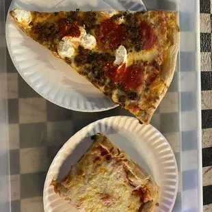 Top: Lasagna Slice Bottom: Sicilian Slice Marinara Pizza