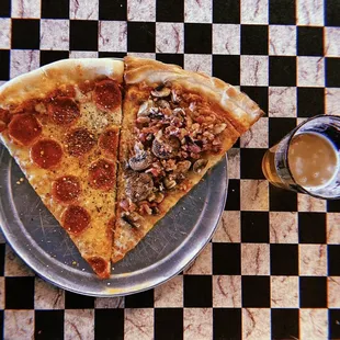 two slices of pizza on a plate