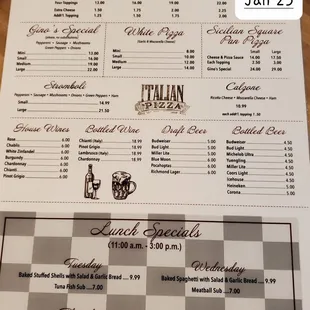 Menu Jan 25 - 2
