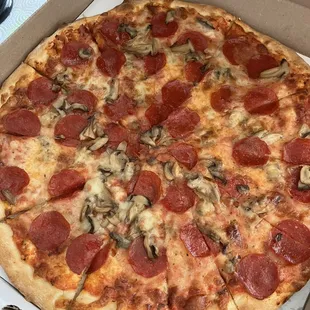 Pepperoni and mushroom