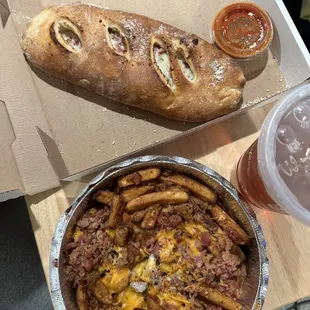 Bacon Cheddar French Fries Gino&apos;s Specialty Stromboli