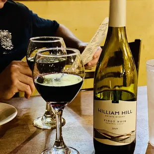 William Hill Pino Noir by the glass or bottle..