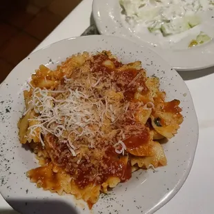 Now tie pasta with red sauce