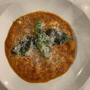 Gnocchi with cheese.