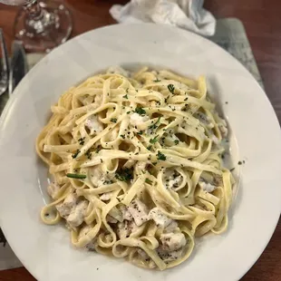 Chicken Fettuccine Alfredo with Grilled Chicken.
