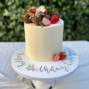 a cake with strawberries on top