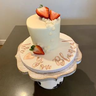 a cake with strawberries on top