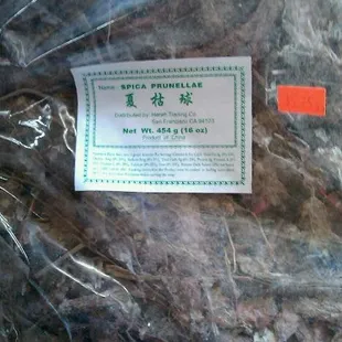 a label on a bag of ginseng