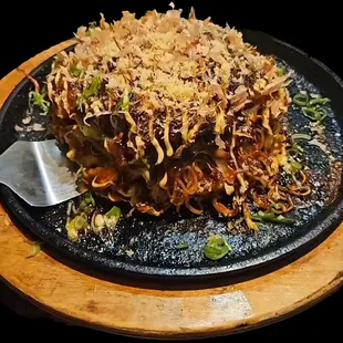 Okonomiyaki with noodles