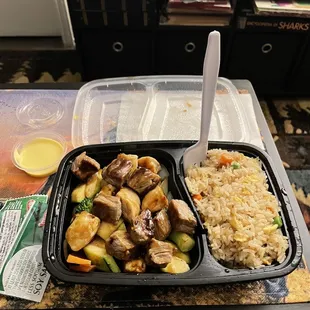 H4. Hibachi Chicken 3 oz. and Steak 3 oz. with Fried Rice
