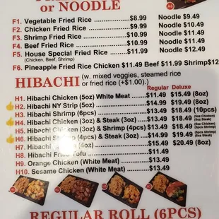 reasonable prices and large menu